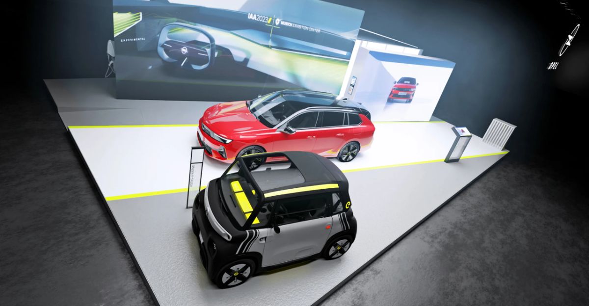 Conceito do stand da Opel no IAA Mobility 2023: Orientado para o futuro, focado e sustentável
