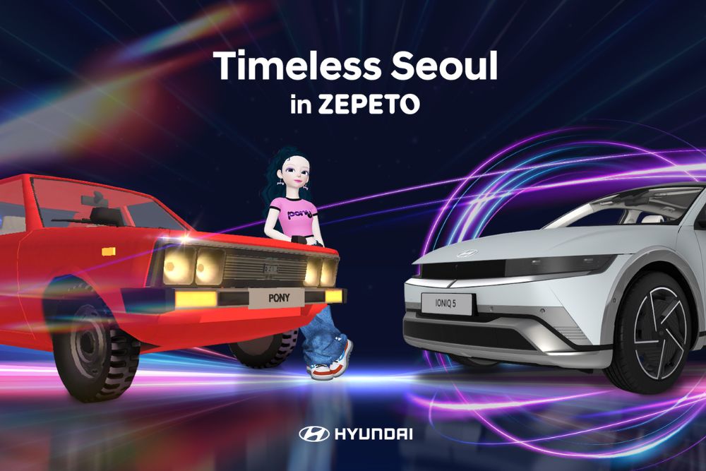 Hyundai revive icónico modelo PONY em ambiente vintage, em Seul, no universo virtual de avatares ZEPETO 3D