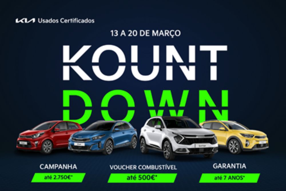 Kia “Kount Down” Uma semana de condições especiais em mais de 500 automóveis seminovos